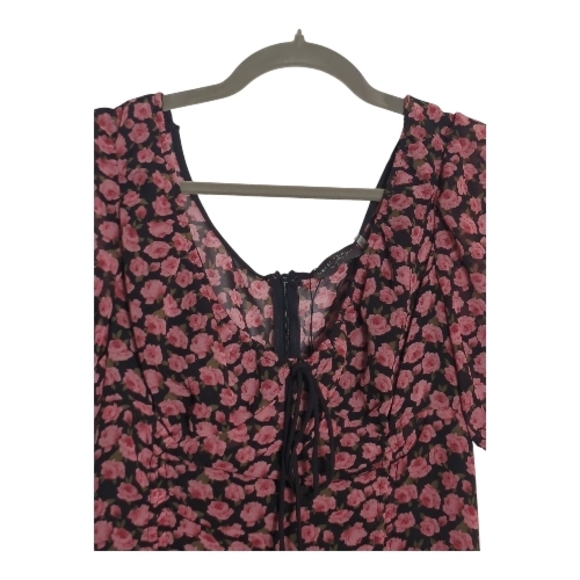 Dress Forum Medium Fitted Floral Midi Milkmaid Dress  Whimsigoth Dark Coquette - Picture 3 of 8